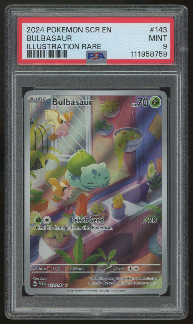 2024 Pokemon Bulbasaur Stellar Crown Illustration Rare #143 PSA 9