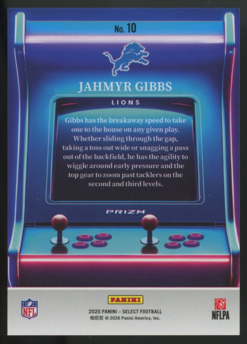 2025 Panini Select Jahmyr Gibbs Starcade Prizm SSP #10