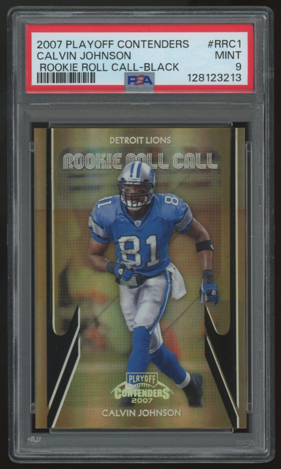 2007 Playoff Contenders Calvin Johnson RC Rookie Roll Call Black /100 PSA 9