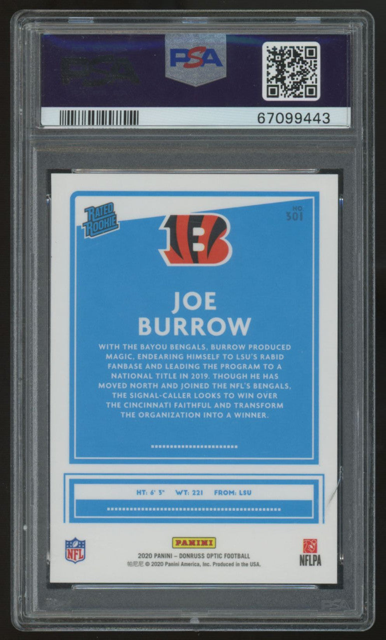 2020 Panini Donruss Optic Joe Burrow Rated Rookie Variation #301 PSA 9
