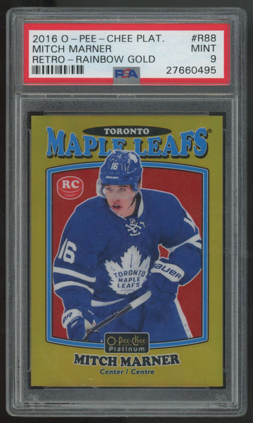 2016-17 O-Pee-Chee Platinum Mitch Marner RC Retro Rainbow Gold /149 #R-88 PSA 9
