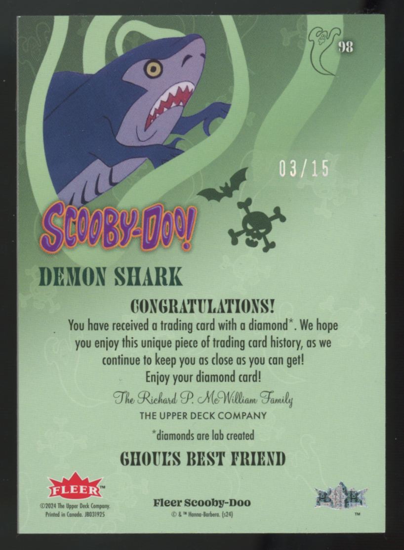 2025 Fleer Scooby Doo Demon Shark Ghoul's Best Friend Diamond Relic /15 #98