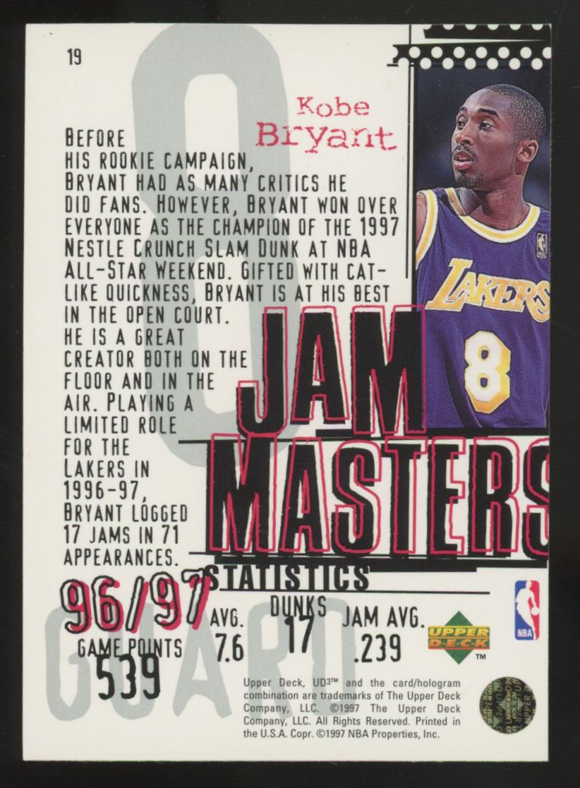 1997-98 UD3 Kobe Bryant Jam Masters #19