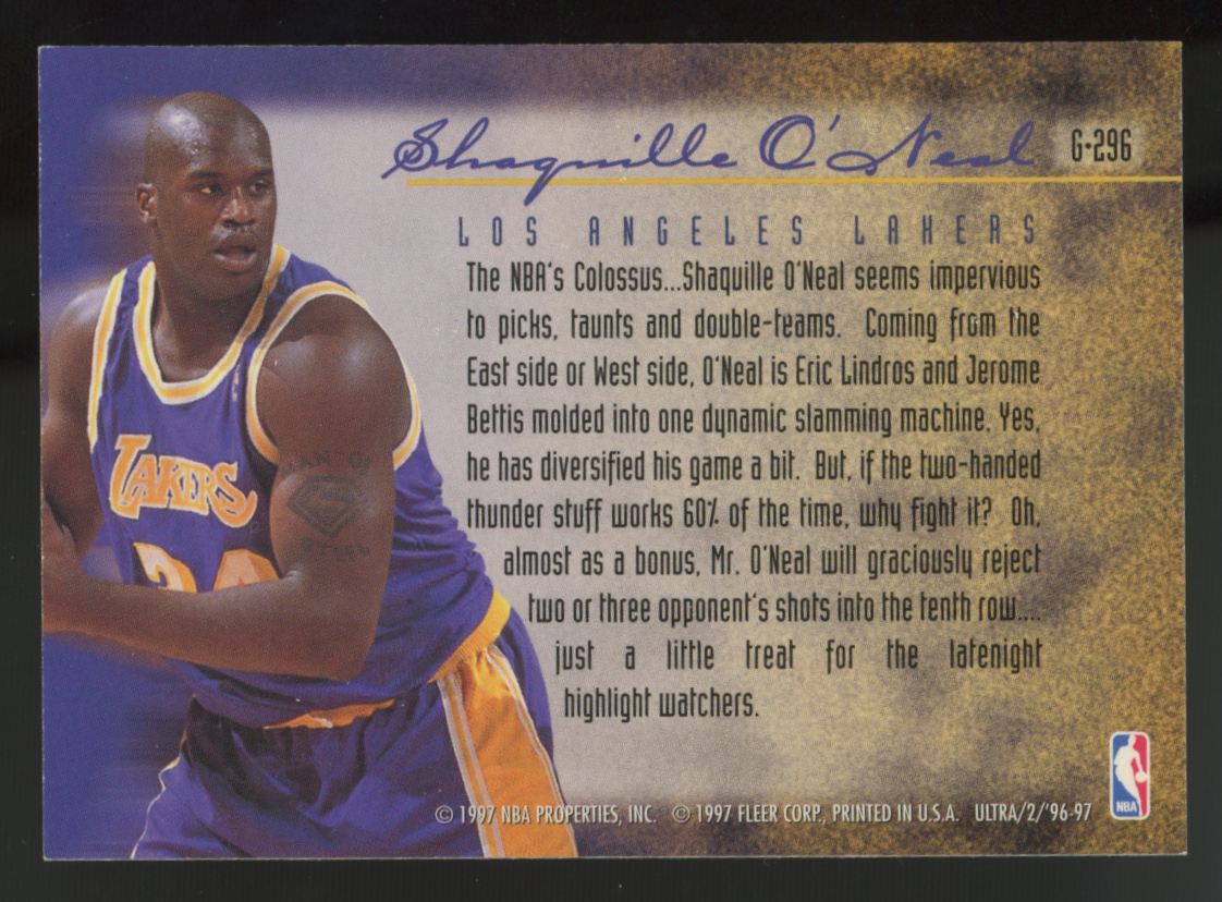 1996-97 Fleer Ultra Shaquille O'Neal Play of the Game Gold Medallion #G-296
