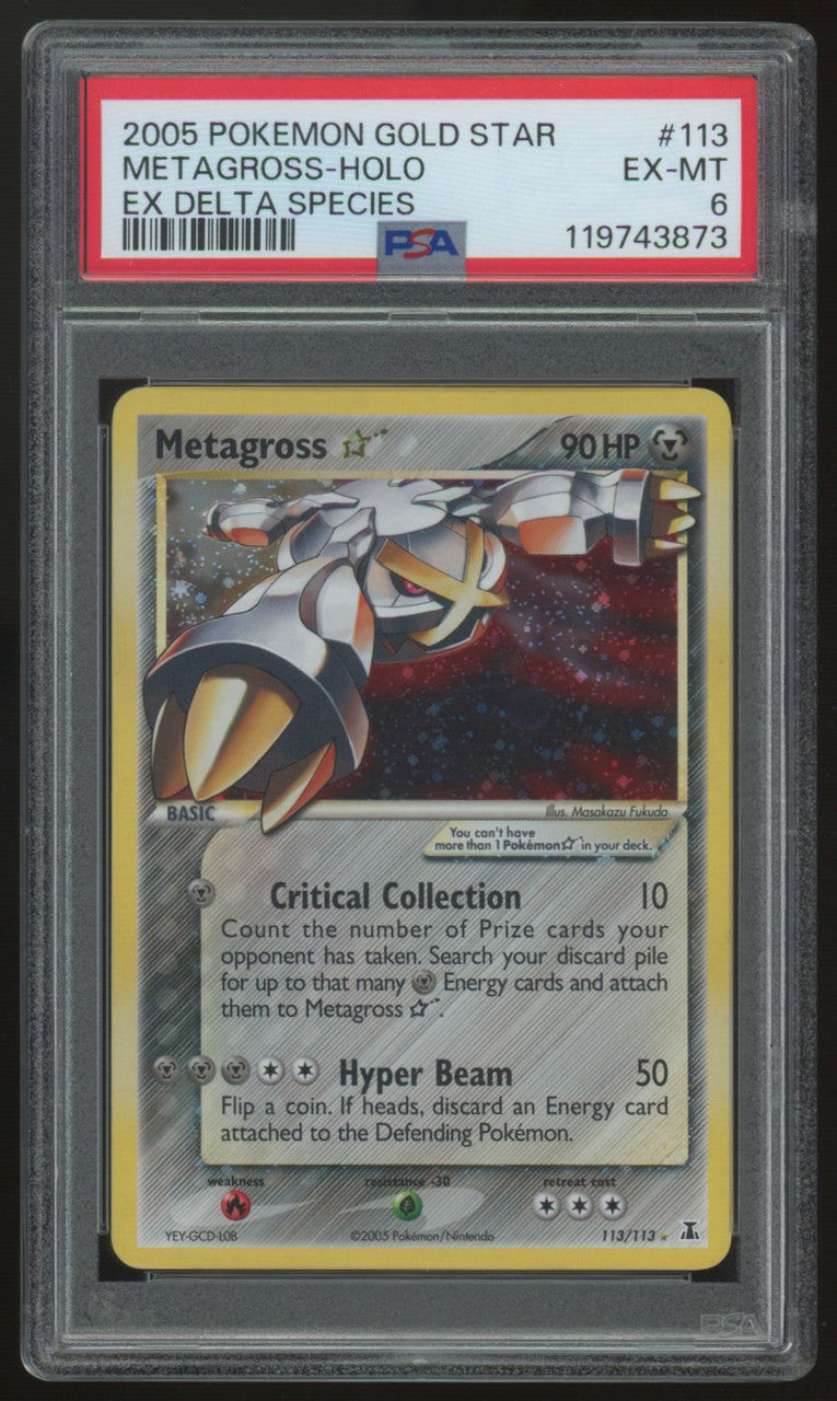 2005 Pokemon Metagross Gold Star EX Delta Species Holo #113 PSA 6