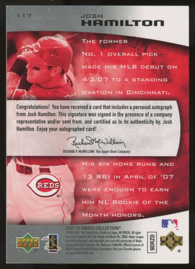 2007 Ultimate Collection Josh Hamilton RC Auto /299 #117 "C"