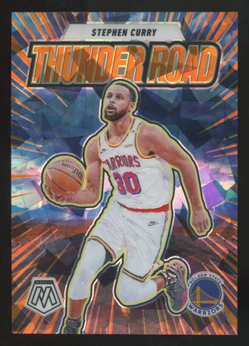 2024-25 Panini Mosaic Stephen Curry Orange Ice Thunder Road /49 #5