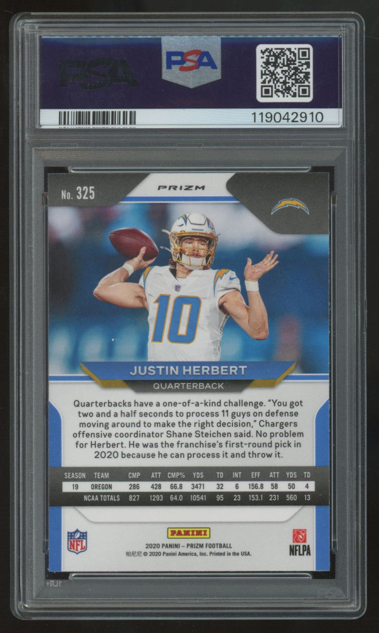 2020 Panini Prizm Justin Herbert RC Orange Disco #325 PSA 10