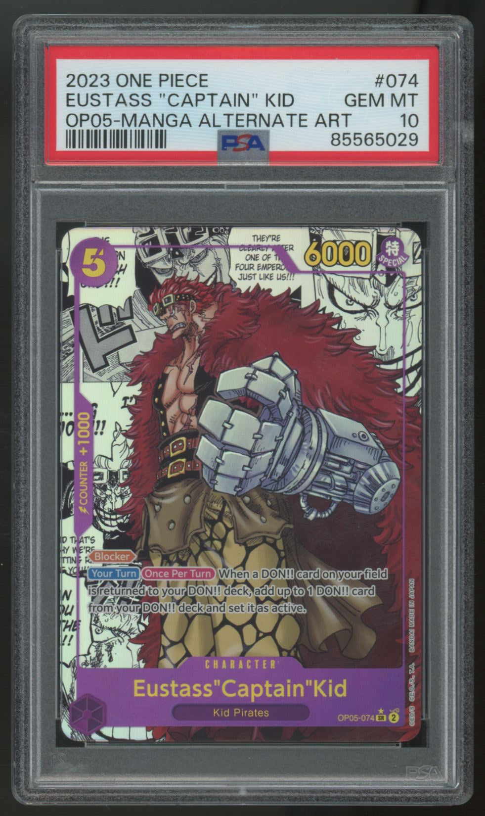 2023 One Piece Eustass "Captain" Kid OP05 Manga Alt Art #074 PSA 10