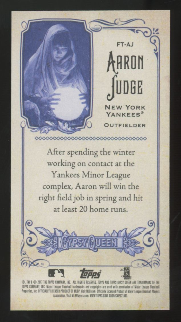 2017 Topps Gypsy Queen Aaron Judge RC Fortune Teller Mini #FT-AJ