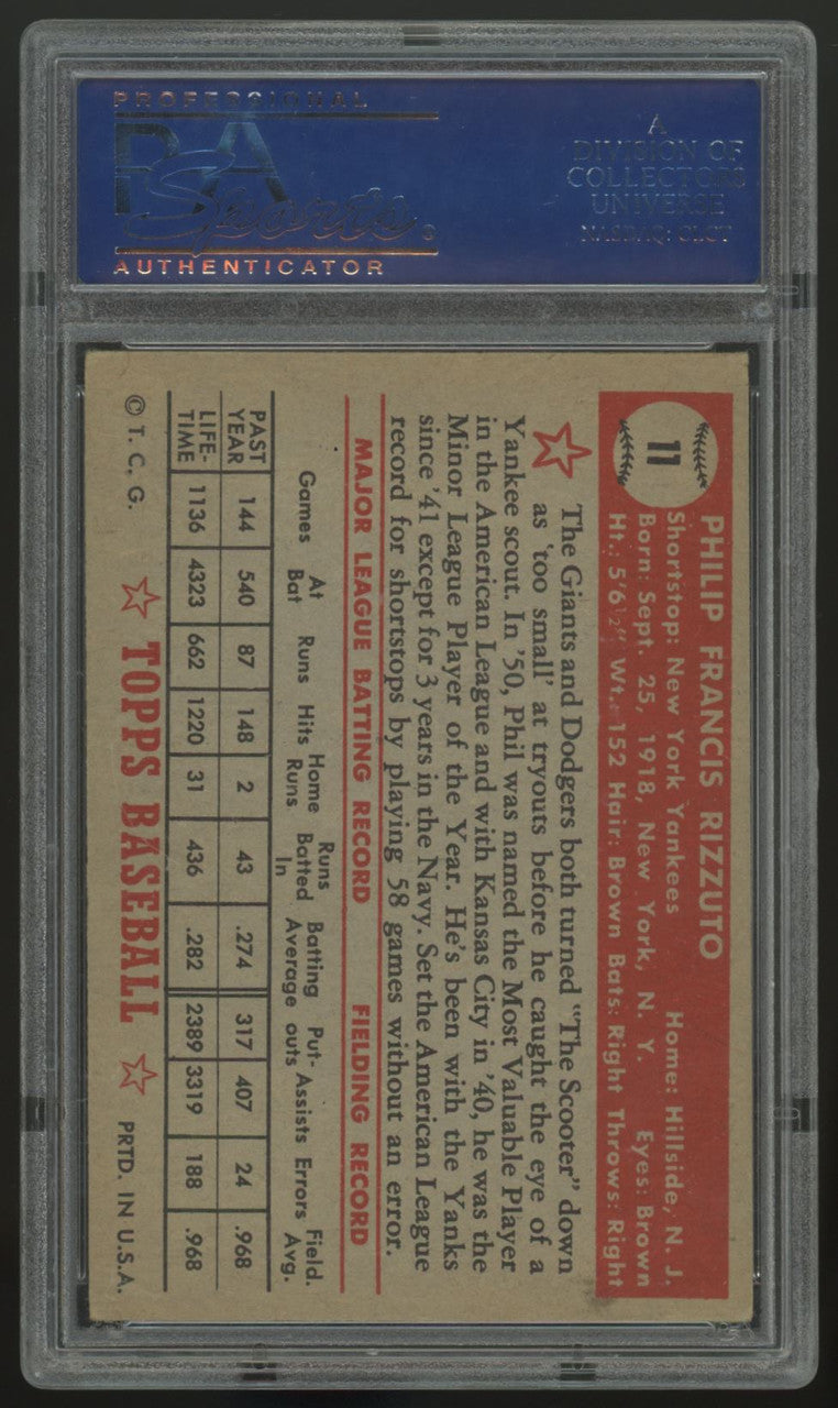 1952 Topps Phil Rizzuto #11 PSA 4