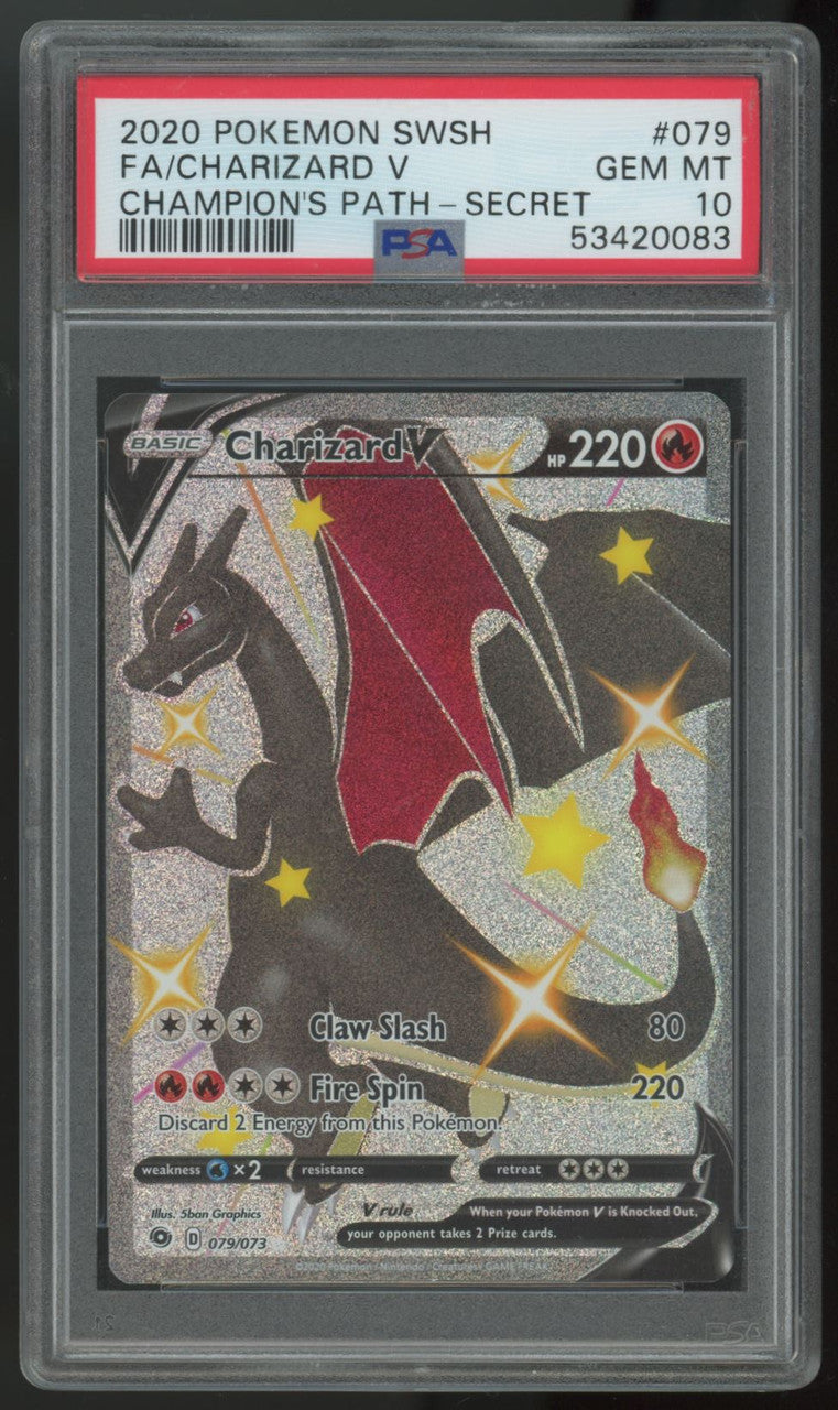 Pokemon Charizard V Champion's Path Shiny Full Art #079/073 PSA 10