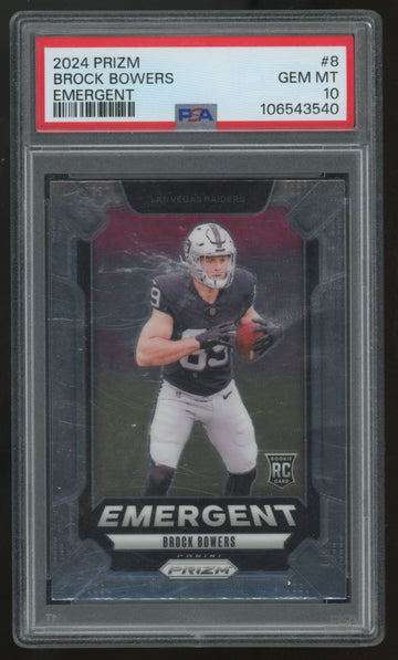 2024 Panini Prizm Brock Bowers RC Emergent #8 PSA 10
