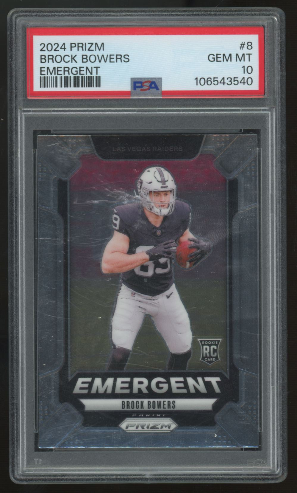 2024 Panini Prizm Brock Bowers RC Emergent #8 PSA 10
