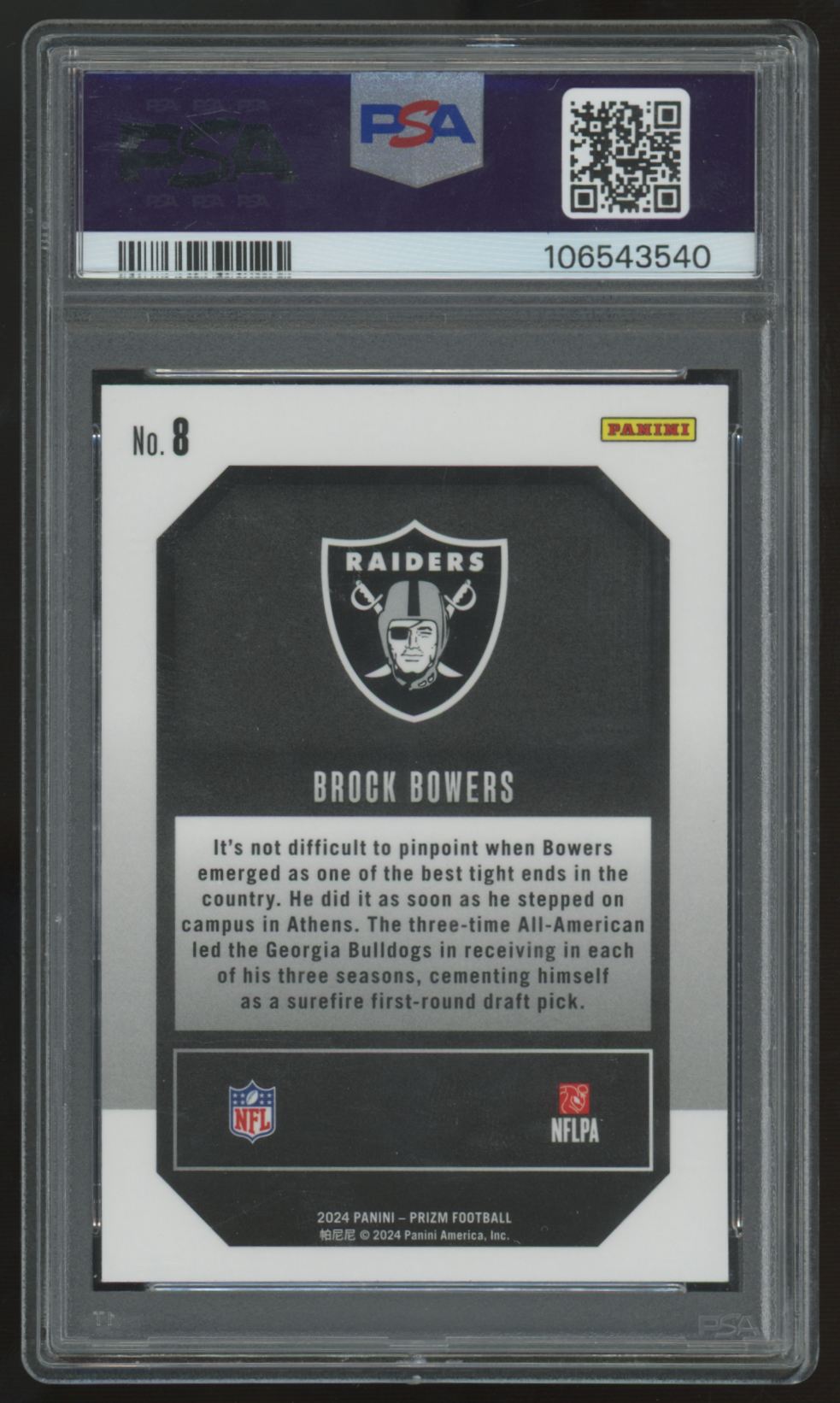 2024 Panini Prizm Brock Bowers RC Emergent #8 PSA 10