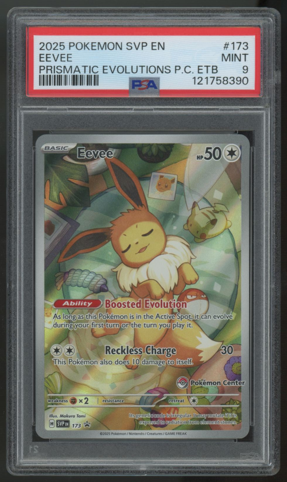 2025 Pokemon Eevee Prismatic Evolutions Pokemon Center ETB Promo #173 PSA 9