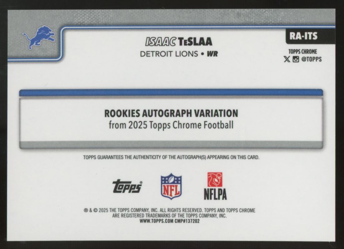 2025 Topps Chrome Isaac TeSlaa RC Auto #RA-ITS