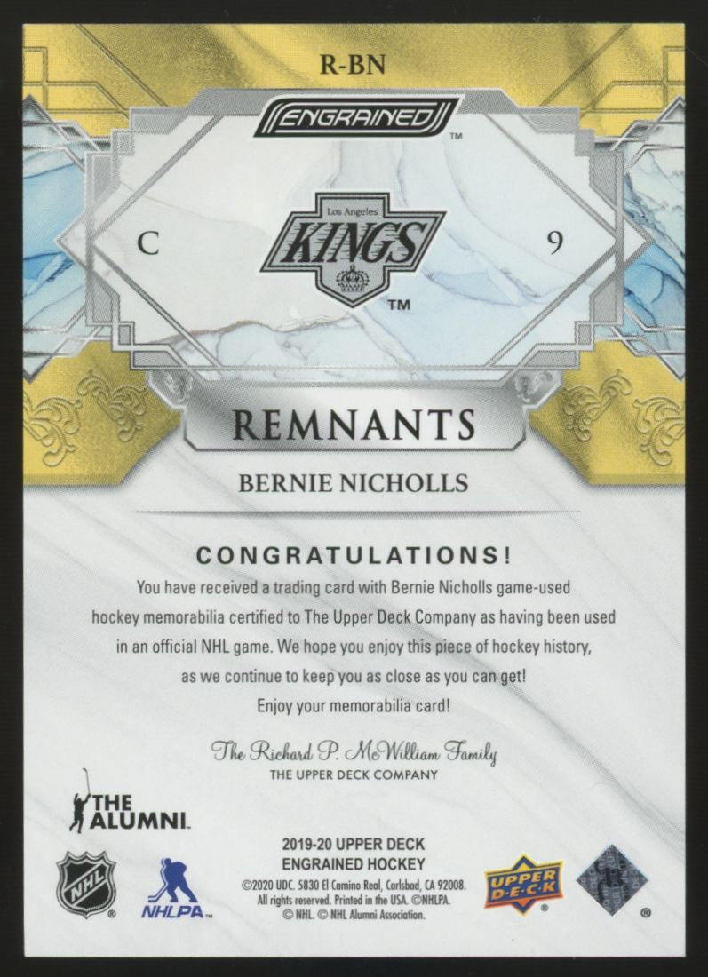 2019-20 Upper Deck Engrained Bernie Nicholls Remnants Relic /100 #R-BN