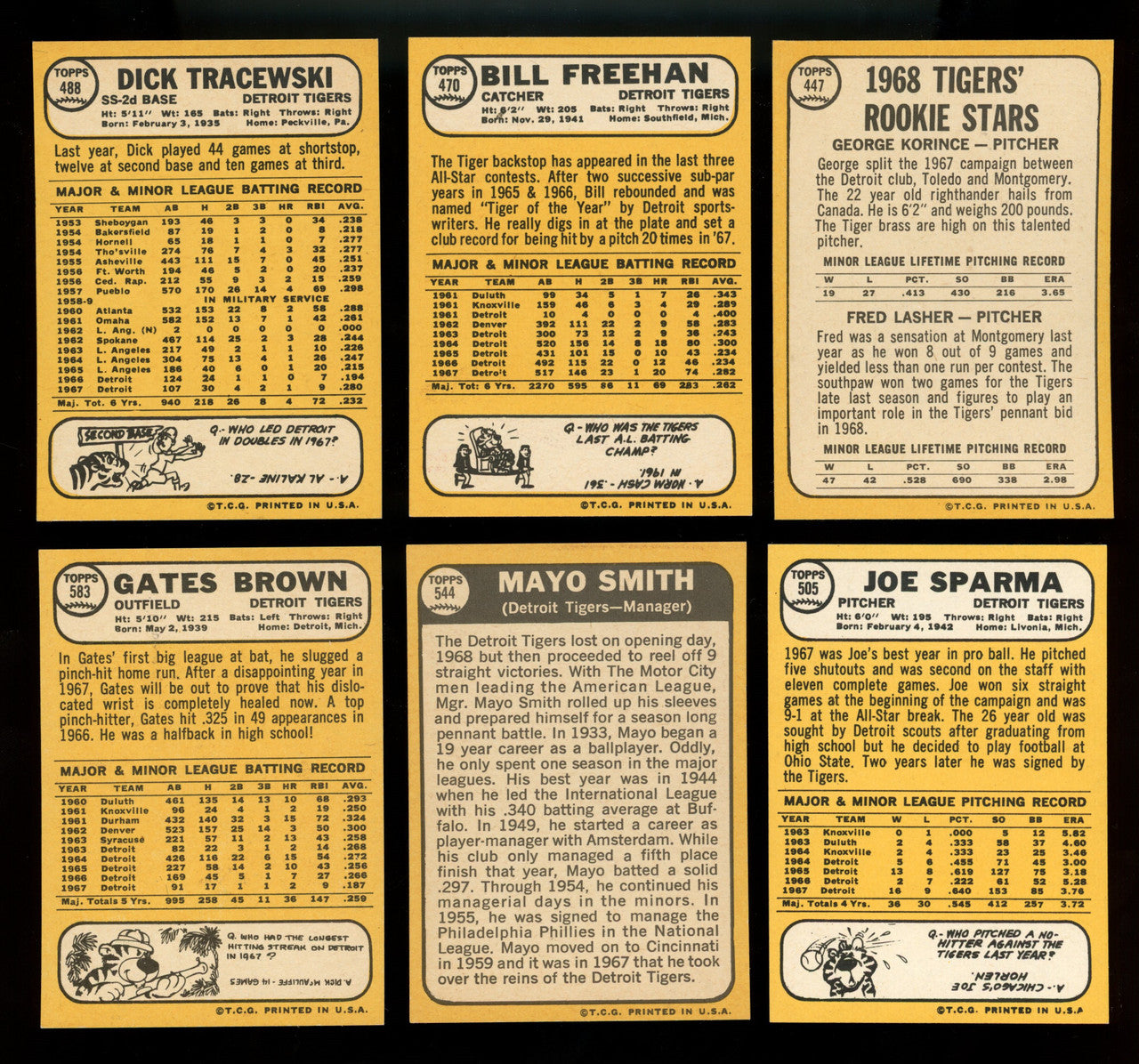1968 Topps Detroit Tigers Team Set (28) NM/MT Condition