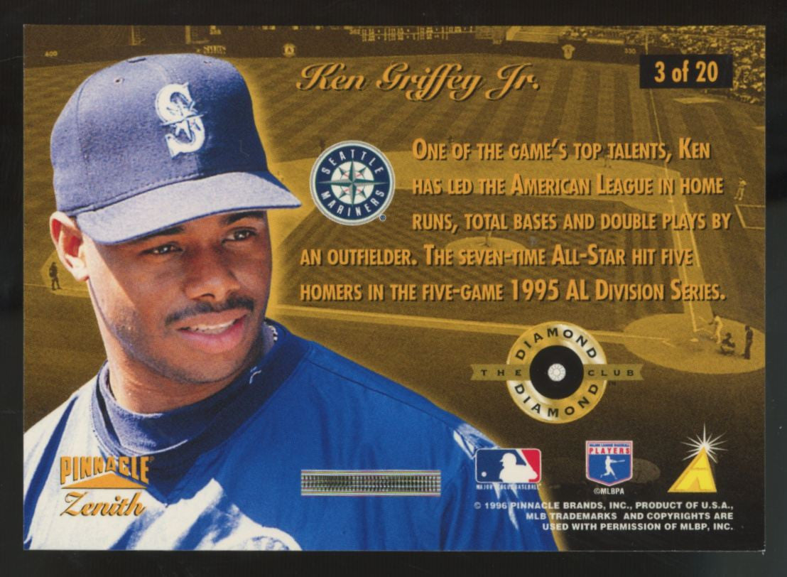 1996 Pinnacle Zenith Ken Griffey Jr. The Diamond Club #3 "A"