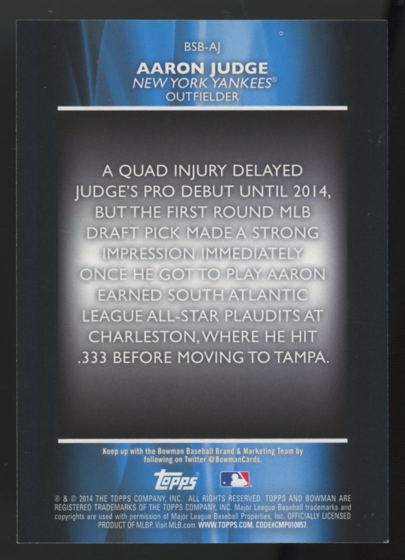 2014 Bowman Draft Aaron Judge Bowman Scout's Breakout #BSB-AJ