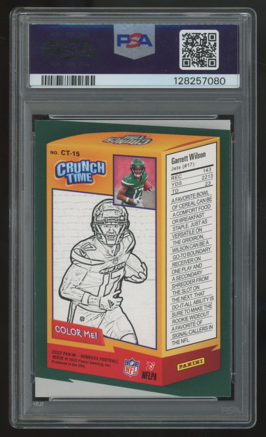 2022 Donruss Garrett Wilson RC Crunch Time #CT-15 PSA 9
