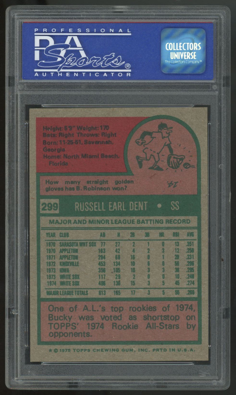1975 Topps Bucky Dent RC #299 PSA 8