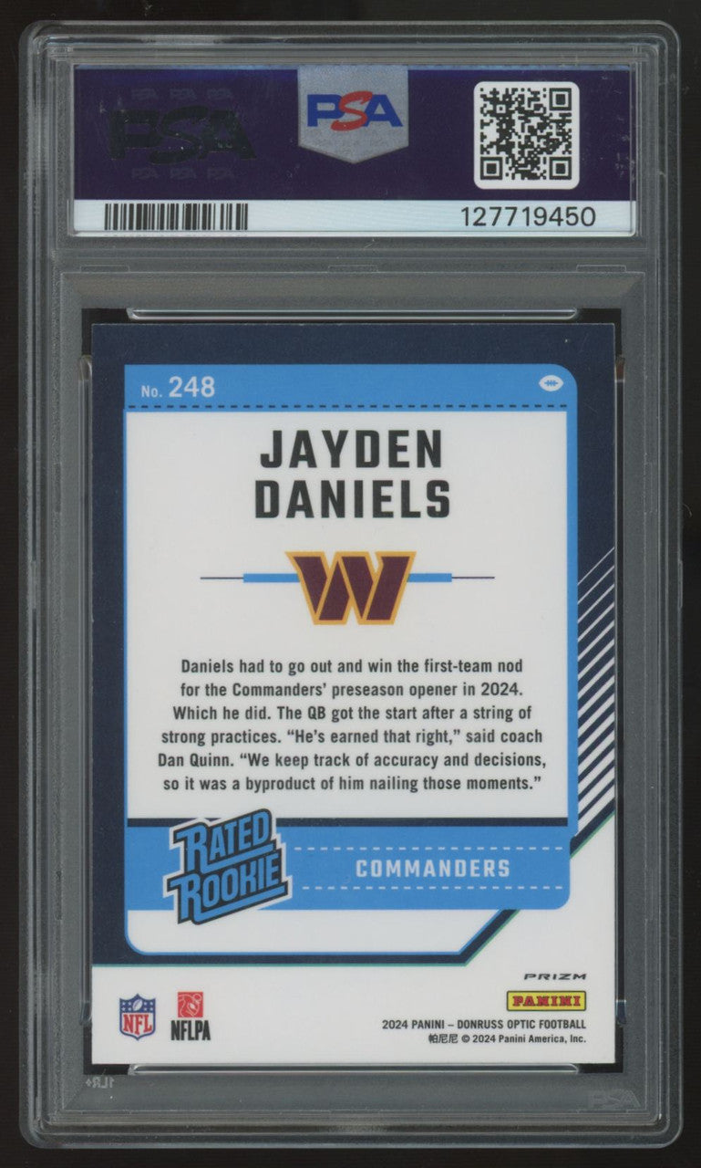 2024 Panini Donruss Optic Jayden Daniels RC Rated Rookie Holo #248 PSA 9
