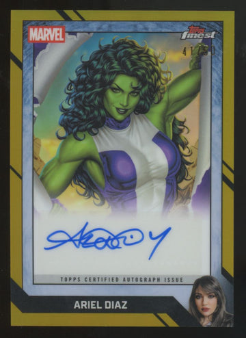 2026 Topps Finest Fantastic Four She-Hulk/Ariel Diaz Gold Comic Artist Auto /50