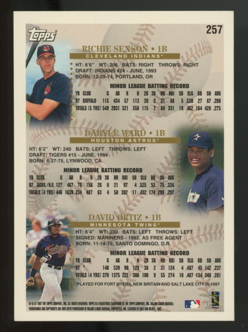 1998 Topps Baseball Complete Set (504) Ortiz RC