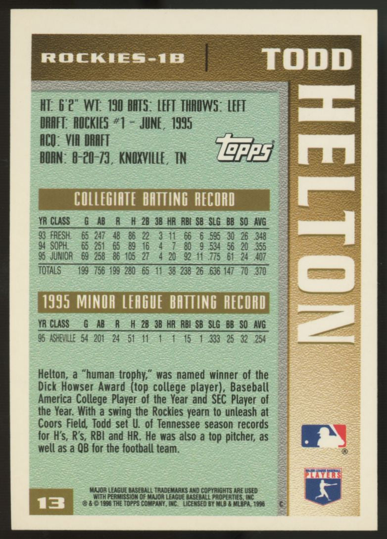 1996 Topps Baseball Complete Set (440) Rolen Helton RC