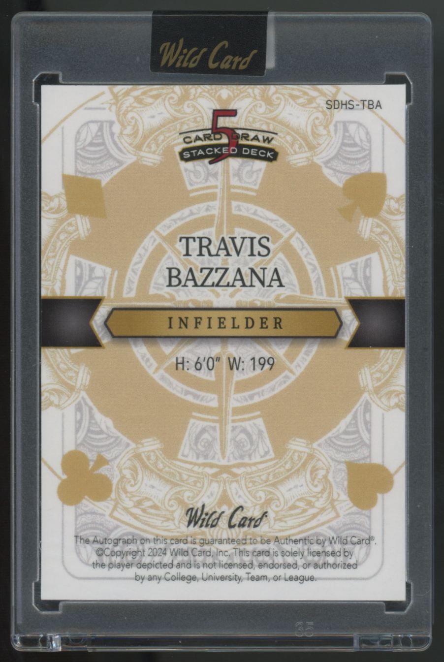 2024 Wild Card 5 Card Draw Travis Bazzana RC 10 Of Diamonds Auto 1/1 #SDHS-TBA