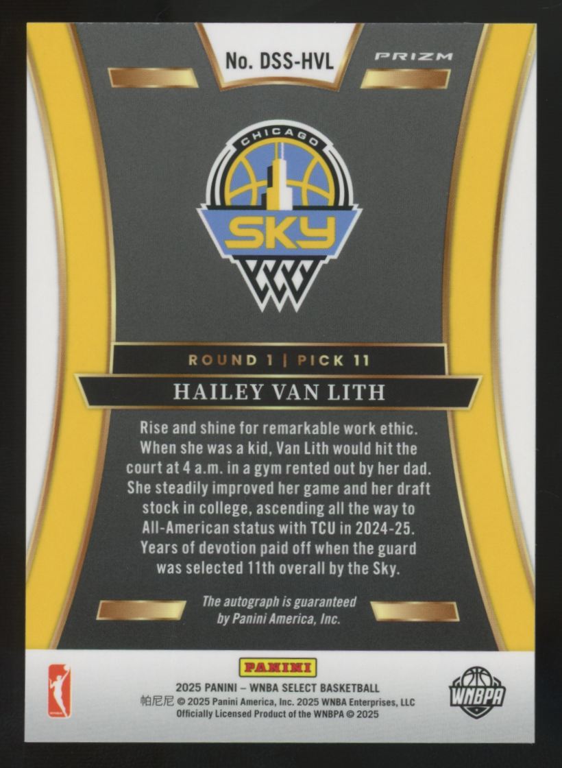 2025 Panini WNBA Select Hailey Van Lith RC Draft Selections Auto #DSS-HVL
