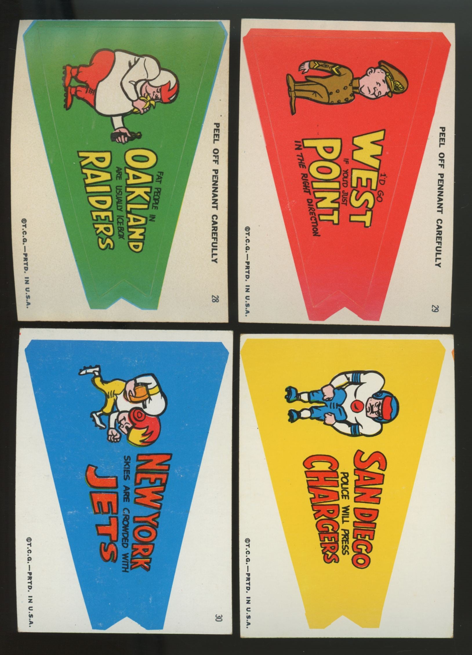 1967 Topps Football Pennant Sticker Set (31) EX Overall