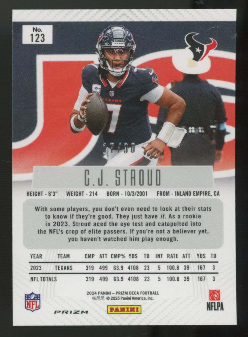 2024 Panini Prizm Deca C.J. Stroud Mojo /30 #123