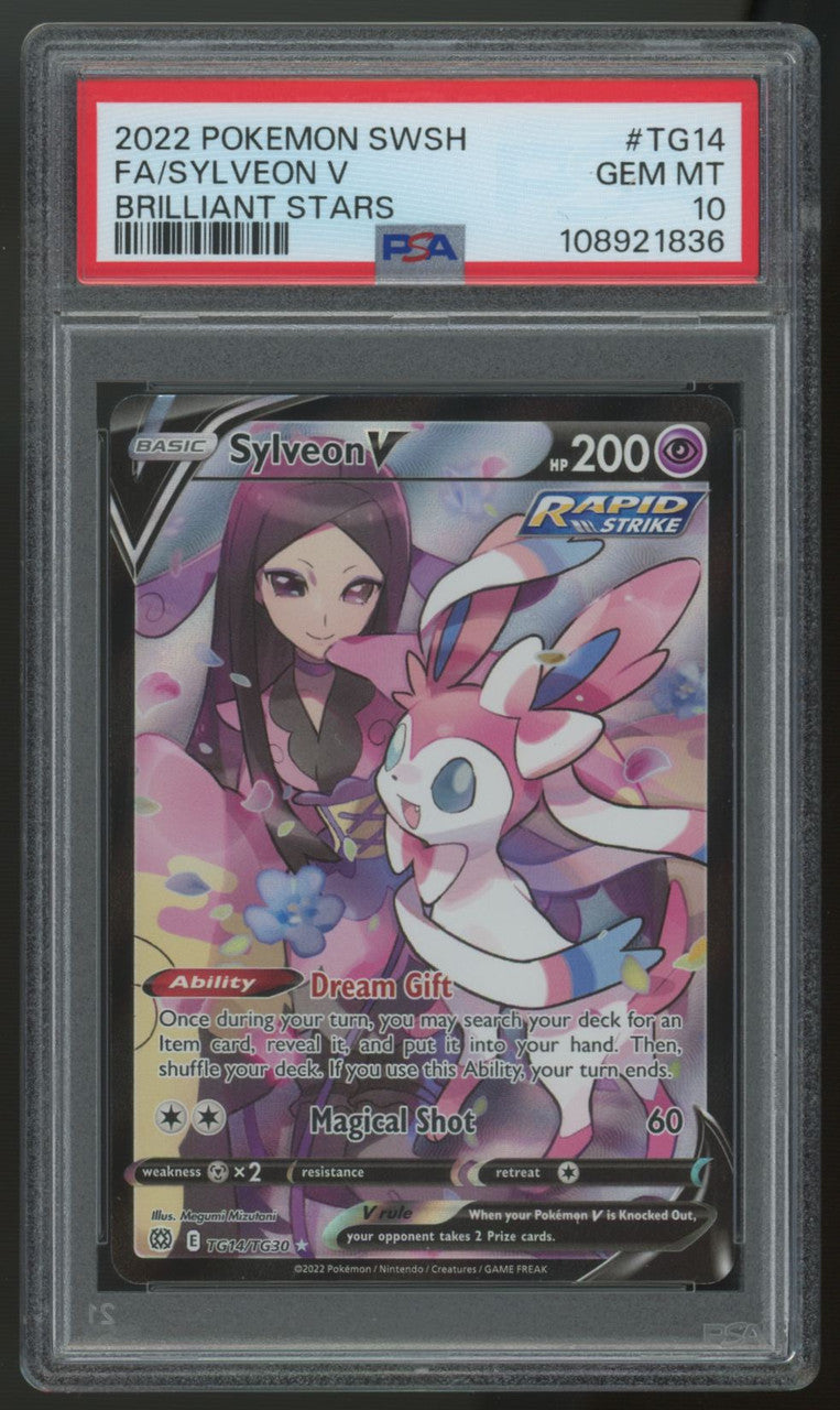 2022 Pokemon Sylveon V Brilliant Stars Full Art #TG14 PSA 10