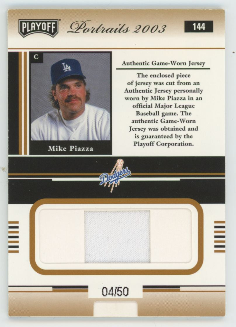 2003 Playoff Portraits Mike Piazza Bronze Patch /50 #144