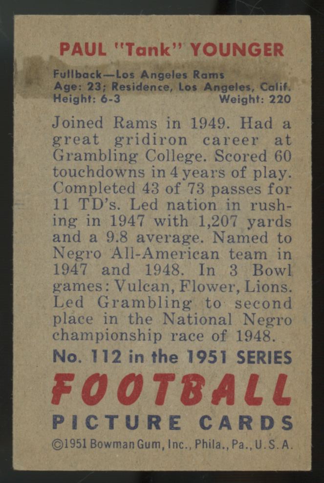 1951 Bowman Paul "Tank" Younger #11 EX "A"