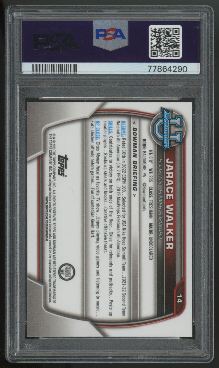 2022-23 Bowman University Chrome Jarace Walker Variation Refractor #14 PSA 10