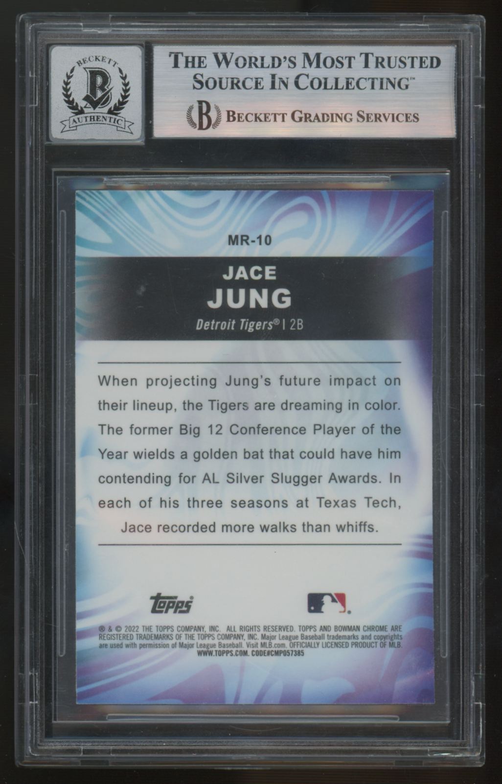 2022 Bowman Chrome Draft Jace Jung Mood Ring Signed Auto #MR-10 BGS Auto 10