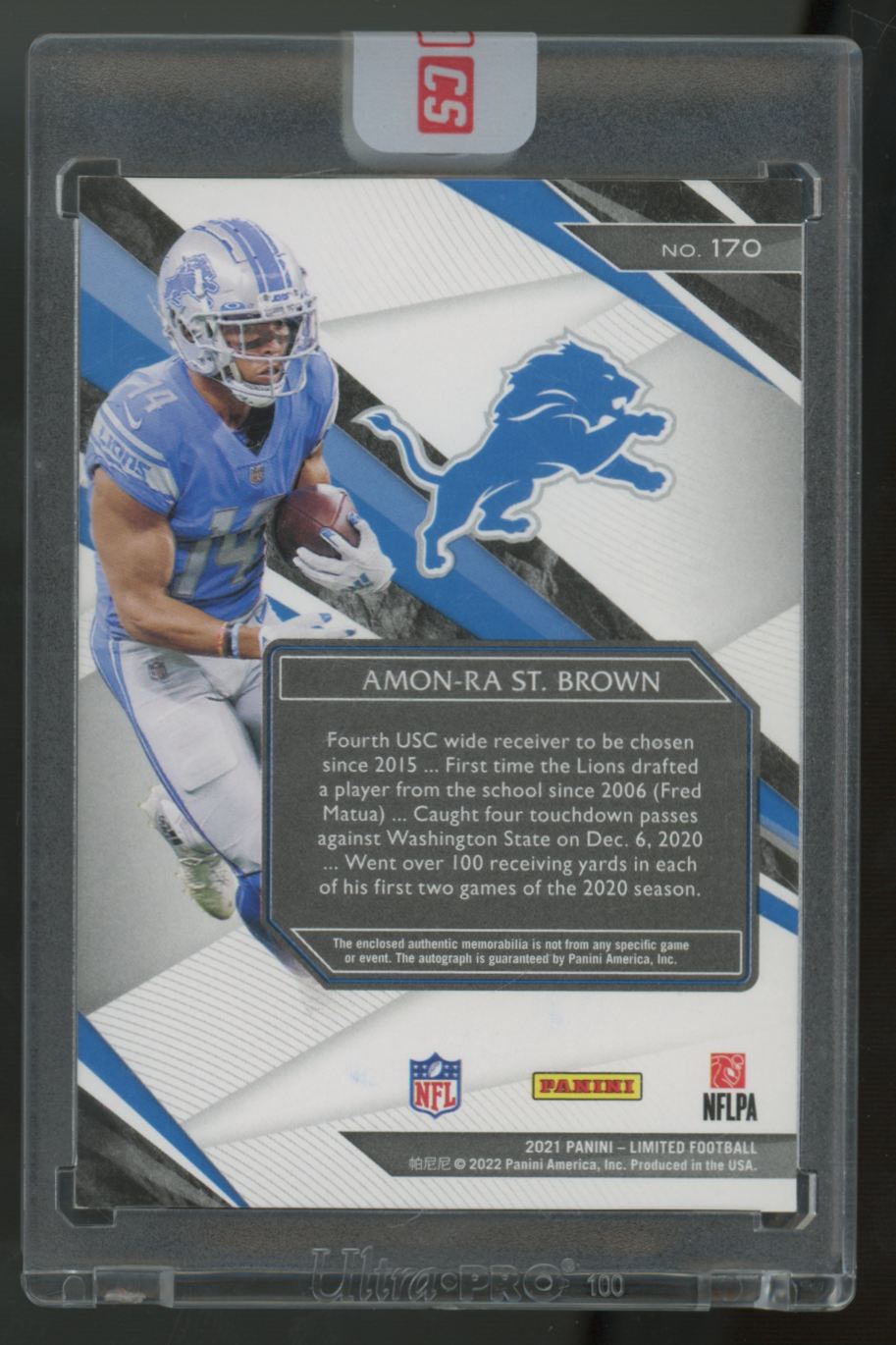 2021 Panini Limited Amon-Ra St. Brown RC Patch Auto RPA /199 #170