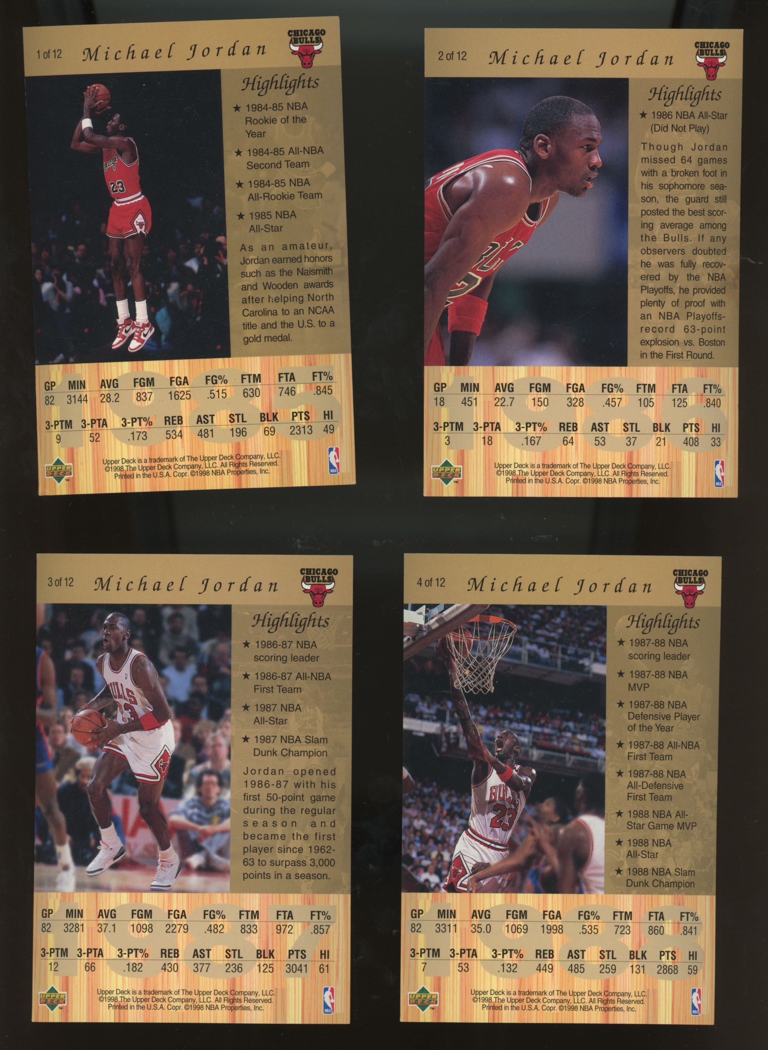 1997-98 Upper Deck Michael Jordan Gold Jumbo 12-Card Set