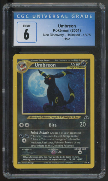 2001 Pokemon Umbreon Neo Discovery Holo #13 CGC 6
