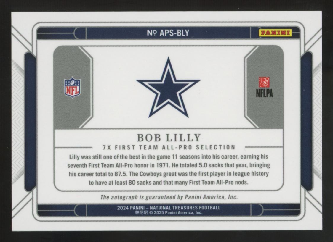 2024 Panini National Treasures Bob Lilly All-Pro Auto /99 #APS-BLY