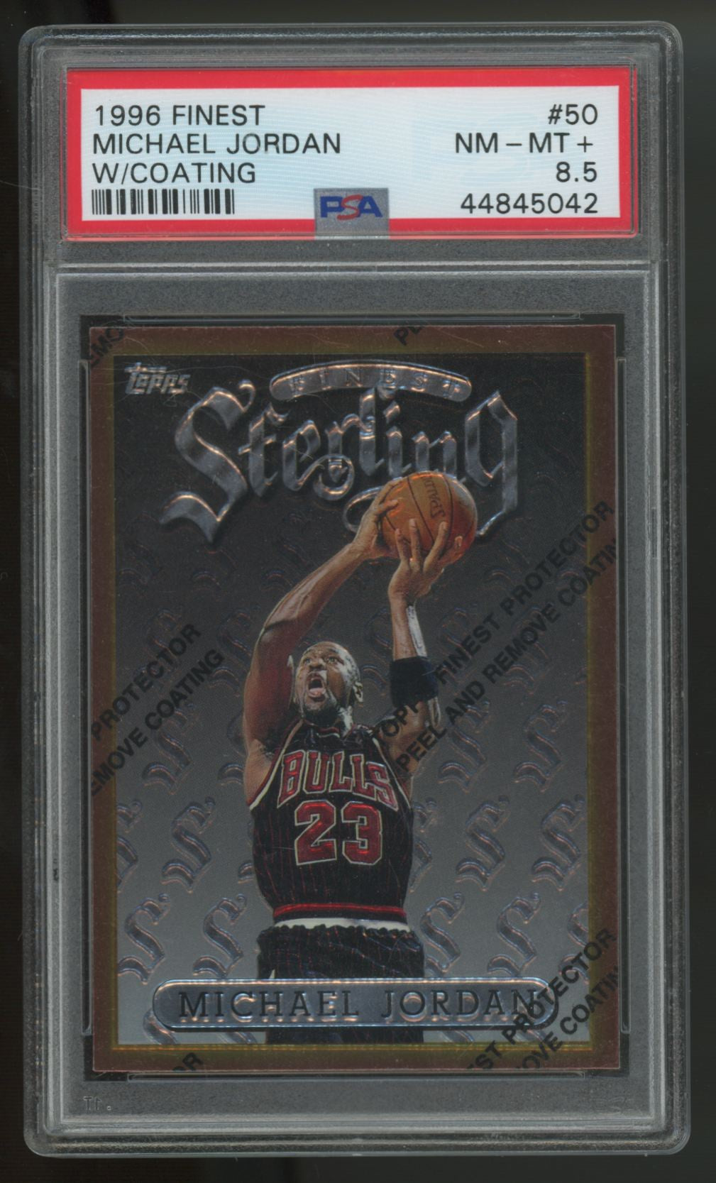 1996-97 Topps Finest Michael Jordan Sterling With Coating #50 PSA 8.5
