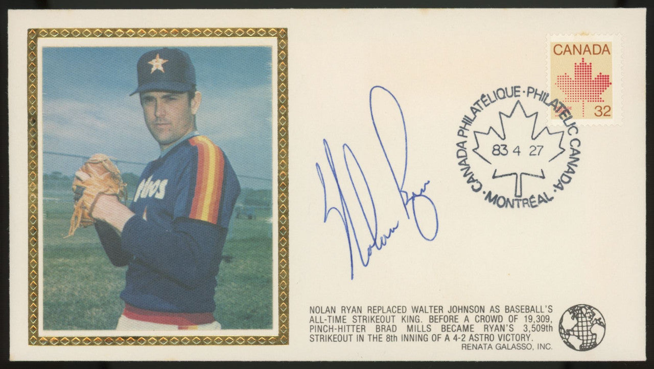 Nolan Ryan Signed Autographed Cachet Posed 4-27-83 JSA