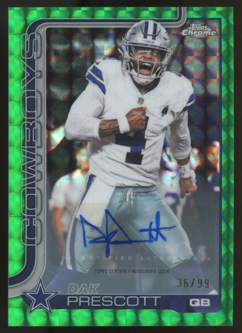 2025 Topps Chrome Dak Prescott Green Geometric Refractor Auto /99 #BA-DP