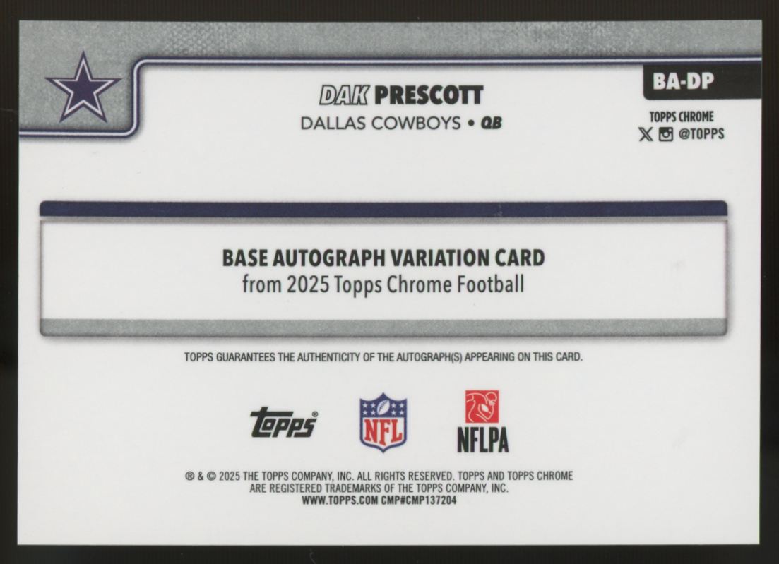 2025 Topps Chrome Dak Prescott Green Geometric Refractor Auto /99 #BA-DP