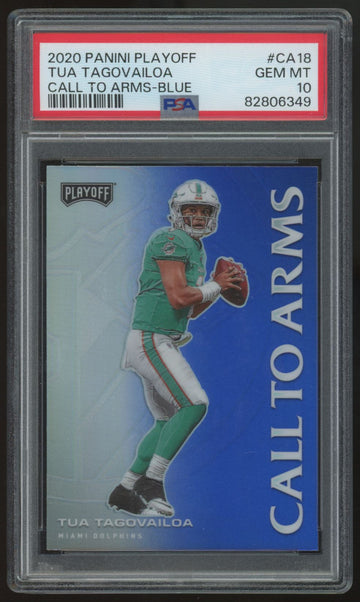 2020 Panini Playoff Tua Tagovailoa RC Blue Call To Arms #CA-18 PSA 10