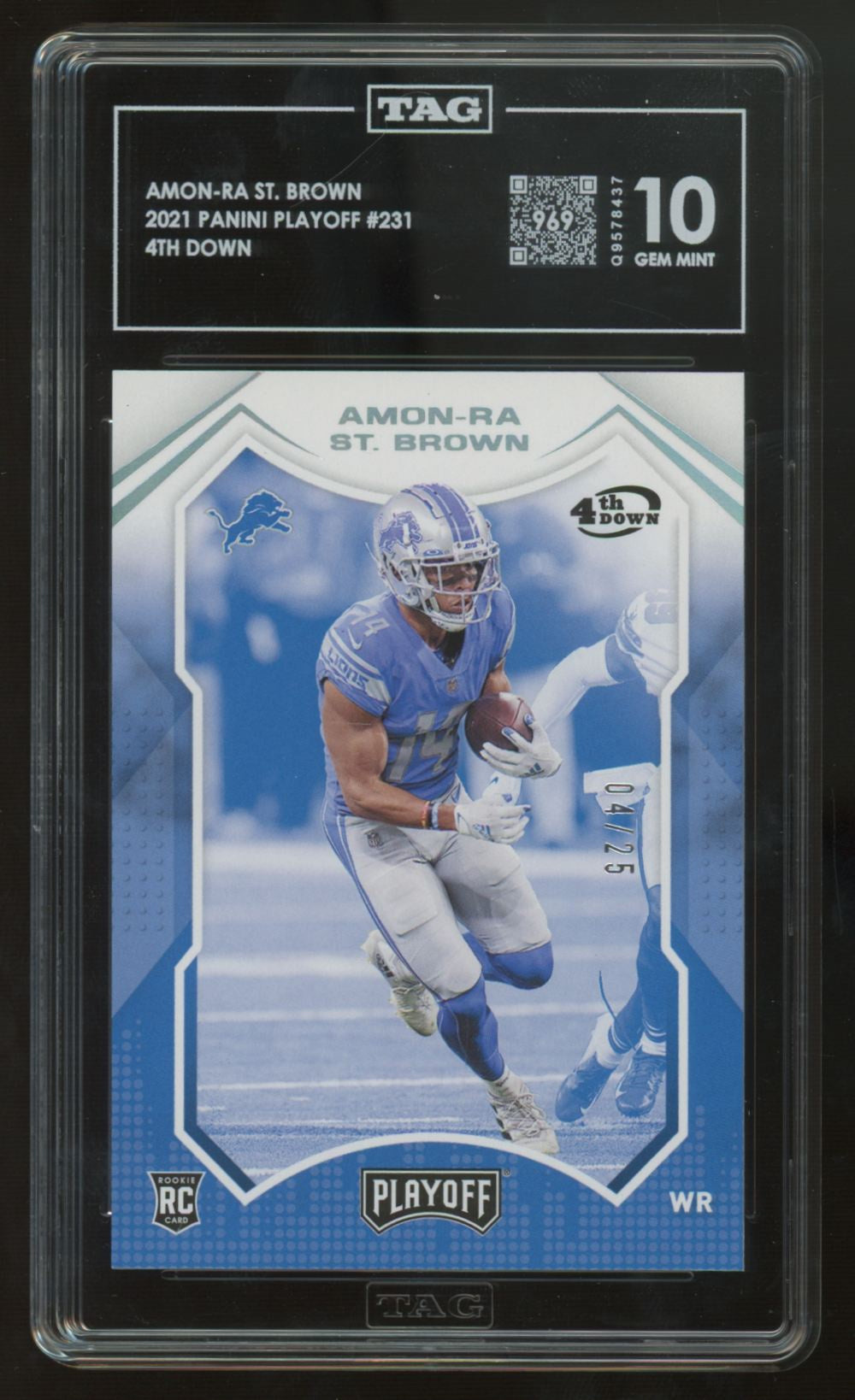 2021 Panini Playoff Amon-Ra St. Brown RC 4th Down /25 #231 TAG 10